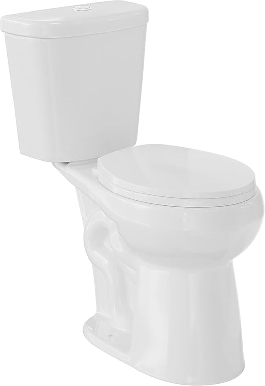 Two Piece Toilet with 19" ADA Height, Round Ceramic Bowl and Locking PP Lid -Dual Flush, CUPC Certified, Water Efficient