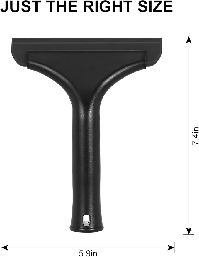 SetSail Shower Squeegee for Glass Doors Small Squeegee for Shower Glass Door Mini Silicone Squeegee for Car Window Cleaning 2 Packs, All Black