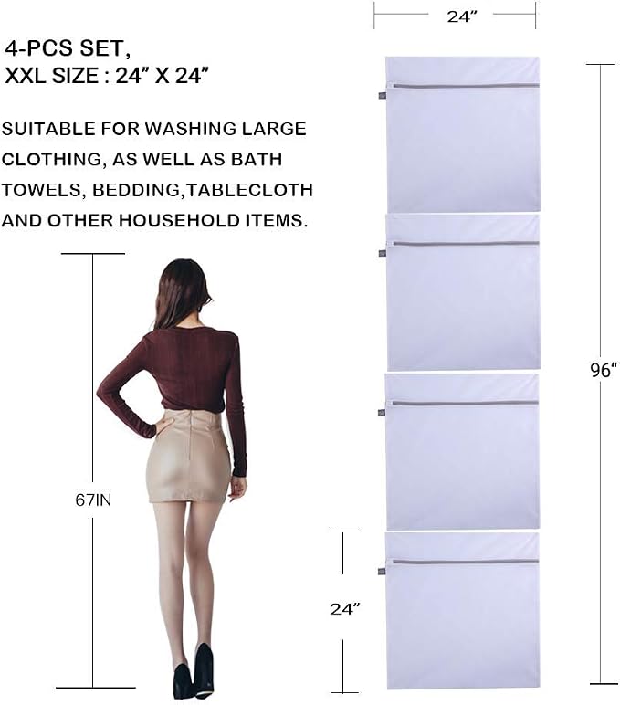 Laundry Bags Mesh Wash Bags, Large Lingerie Bags for Laundry, 4XXL | Fine Mesh, Laundey Bags for Sheet, Blanket, Curtain, Cushion Cover, Comforter, Tumble Dryer Safe, Extra Large