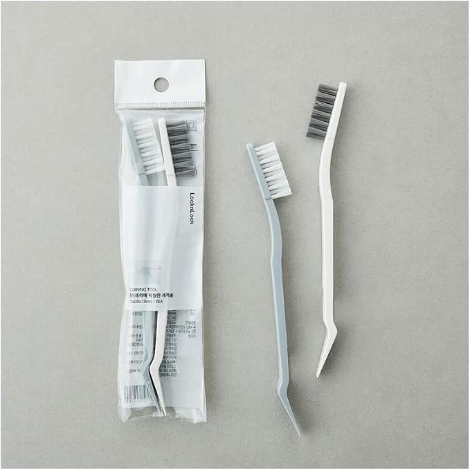 LocknLock Airtight Food Container Crevice Cleaning Brush (Pack of 2) Edge Cleaning, Separator Spatula, Cleaning Inside Rubber Packing, Length 7.7 inches, Hanging Loop