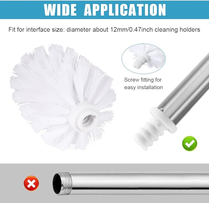 2PCS Toilet Bowl Brush Replacement Head, Toilet Brush Head Replacement with Durable Stiff Bristles, Cleaning Tool for Home Hotel Bathroom (Color:White)