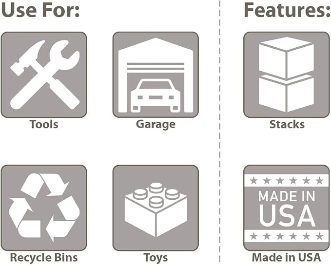 Akro-Mils 13014 Stak-N-Store Stackable Storage Bins, Heavy Duty Garage Storage Containers, Open Front Plastic Organizer for Tools, Shelves, Closet Organizer, 17-/12" x 11" x 12-1/2", Grey, 4-Pack
