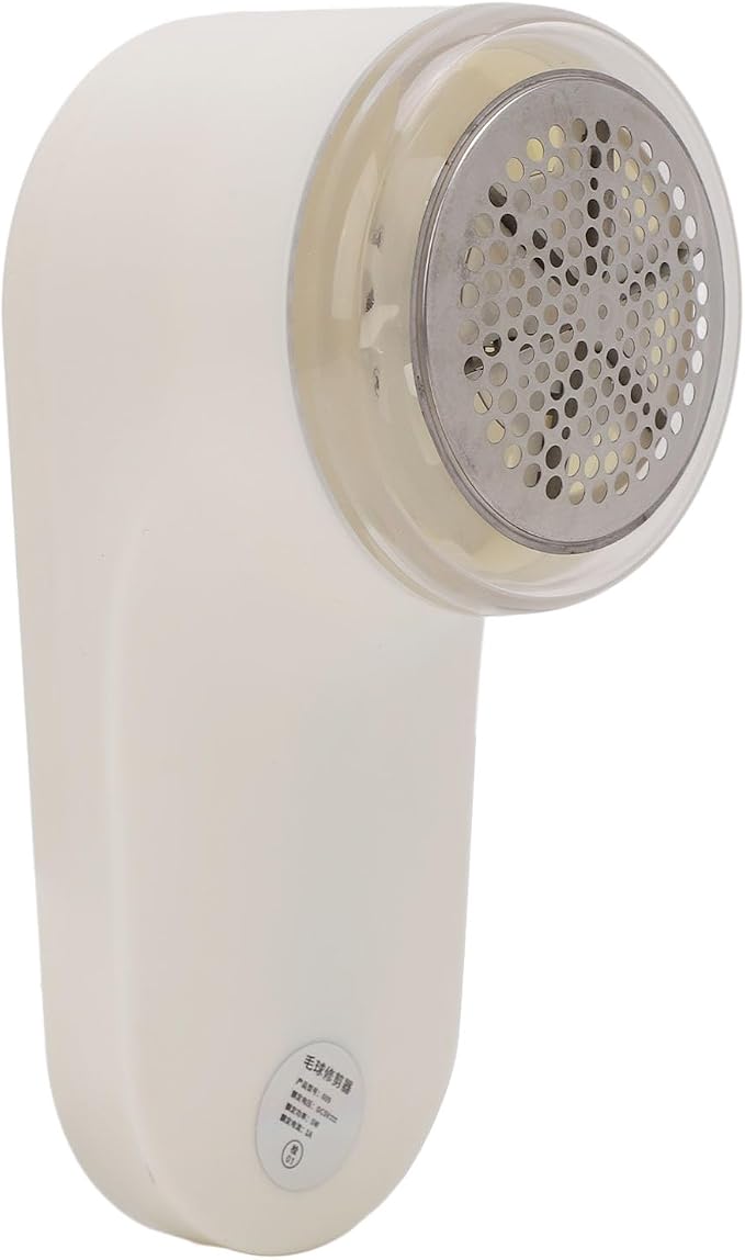 Fabric Shaver and Lint Remover, Electric Defuzzer with 6-Leaf Stainless Steel Blades, Removable Bin, Dual Protection, for Clothes, Sweater, Couch, Blanket, Curtain (Cream White)