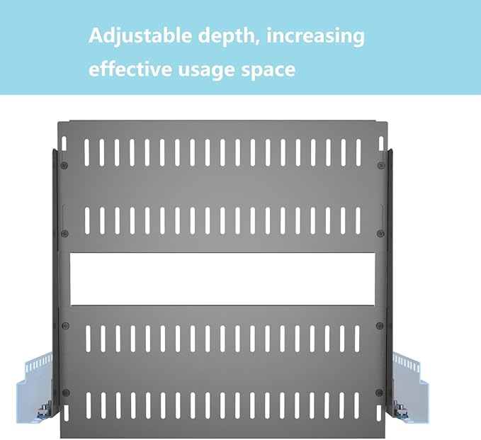 1U Vented Server Rack Shelf Depth Adjustable 14-17", 2 PCS | Metal Cantilever Server Rack Mount Tray for 19 inch Networking Equipments Rack Cabinet, Black (1U14In2PCS)