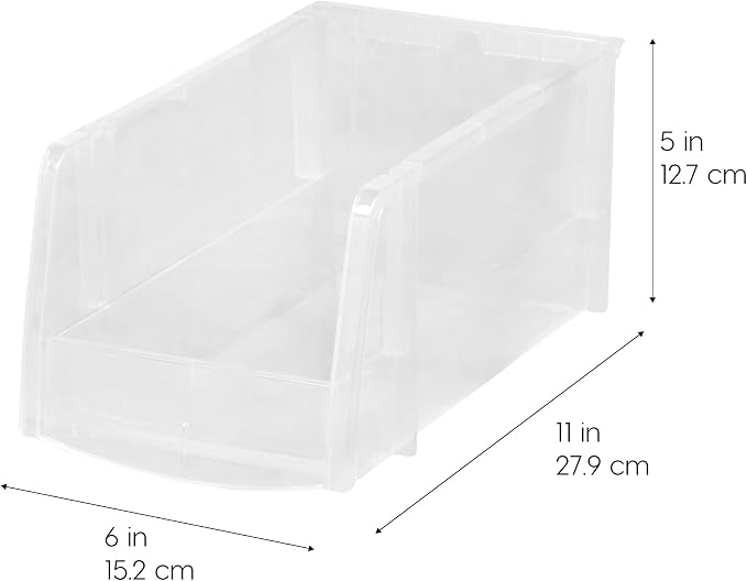 IRIS USA 8-Pack, Medium Clear Stackable Storage Bins | Organize snacks, cans, coffee pods, craft supplies, and household essentials with clear visibility and easy access