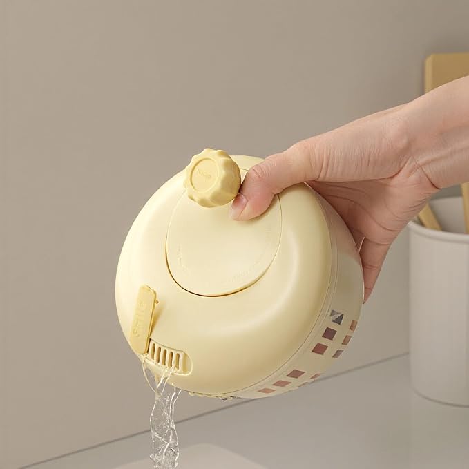 Fruit Washing Bowl with Strainer,Colander for Kitchen,Multi-Functional Vegetable and Food Drainer with Lid And Handle,Portable Fruit Containers for Fridge,BPA Free,Ivory White