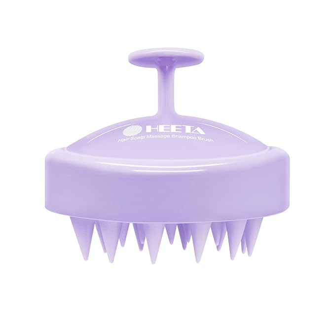 HEETA Shampoo Scalp Brush Massager Hair Growth, Scalp Scrubber with Soft Silicone Bristles for Dandruff Removal, Hair Brush Exfoliator, Light Purple