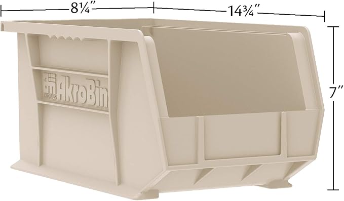 Akro-Mils 30240 AkroBins Plastic Storage Bins, Space-Saving Stackable Bins for Garage, Pantry, Craft Organization, 15 x 8 x 7 inches, Blue, 12-Pack