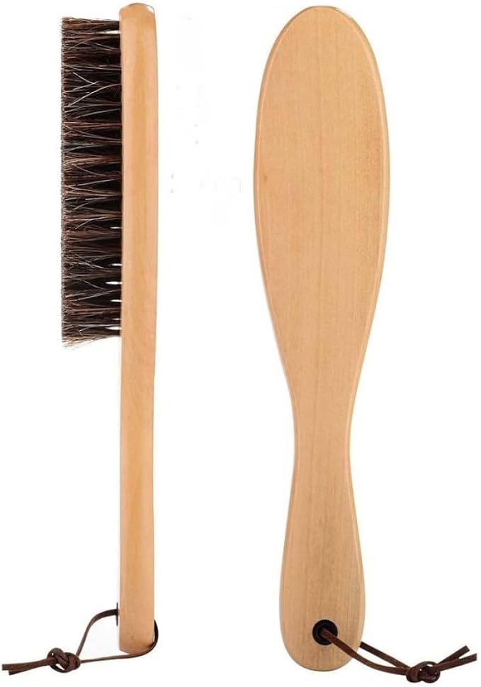 Clothes Brush Garment Brush Lint Remover Brush with Genuine Soft Horsehair and Wooden Handle for Coat Men Suits Shoes Jacket Furniture Car Mat and Pet Hair 1-Pack, Suit Brush