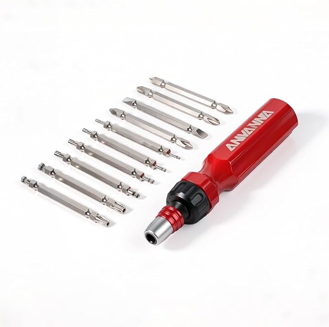 Tools HT0091 22-in-1 Ratcheting Screwdriver & Nut Driver Set, Magnetic Multi-Bit S2 Steel Bits, Phillips, Slotted, Torx & Hex, Ergonomic Handle, Repair Tool Kit for Home DIY & Furniture