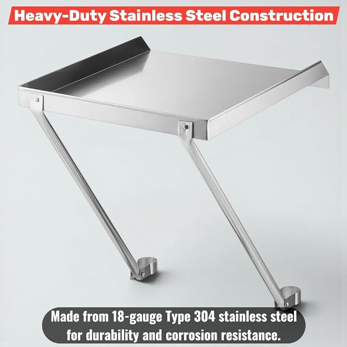 18" x 18" Commercial Stainless Steel Detachable Drainboard for Utility Sinks, Heavy Duty 18 Gauge Type 304 Sink Drain Board, Side Mounted Dish Drying Shelf, Sloped Drainage Tray