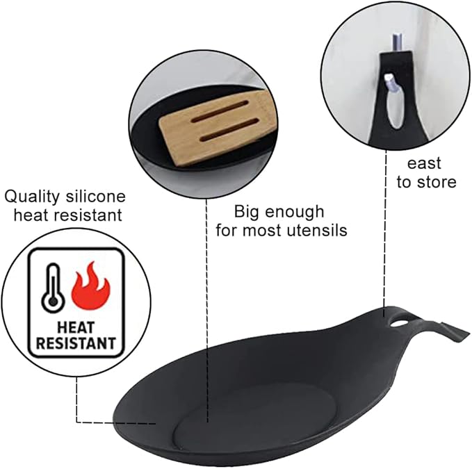 3 PCS Spoon Rest for Stove Top, Heat Resistant Flexible Silicone Kitchen Utensil Rest Ladle Spoon Holder for Stove Top – for Cooking Spatula, Ladle, Brush(Black, Dark Grey, Light Grey)