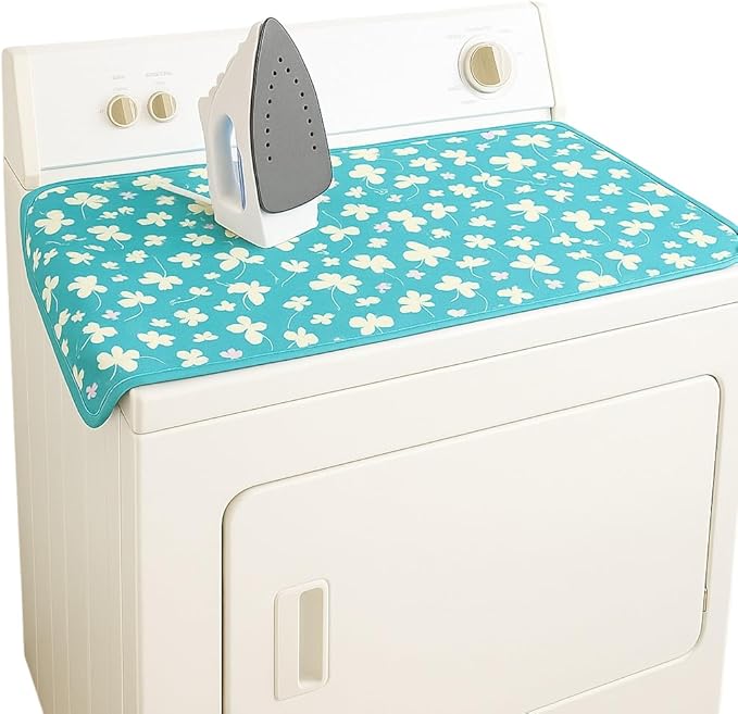 FlMagnetic Ironing Mat for Washer Dryer 18x31 Foldable Quilted Ironing Blanket Non Slip Heat Resistant Pad Tabletop Countertop Iron Board Alternative Floral