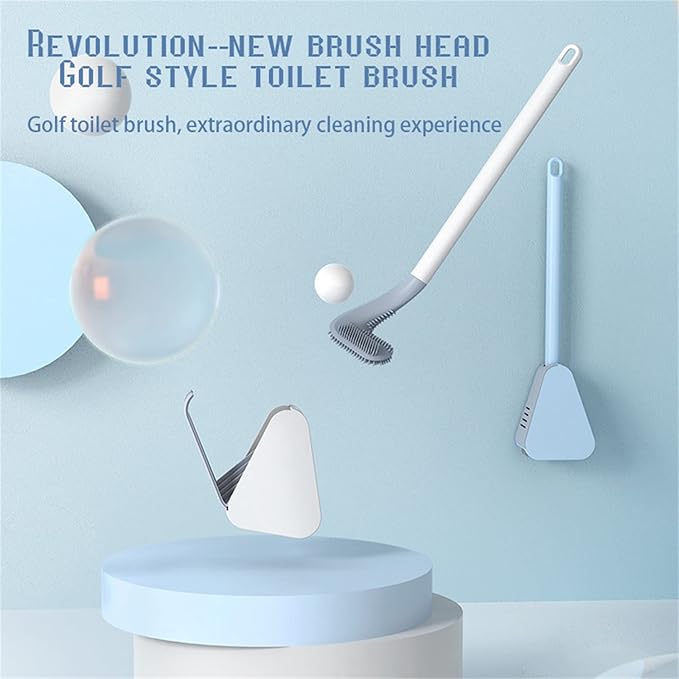 Golf Toilet Brush, Silicone Toilet Brush and Holder Set, Long Handled Toilet Brush, No Dead Corner (Green)