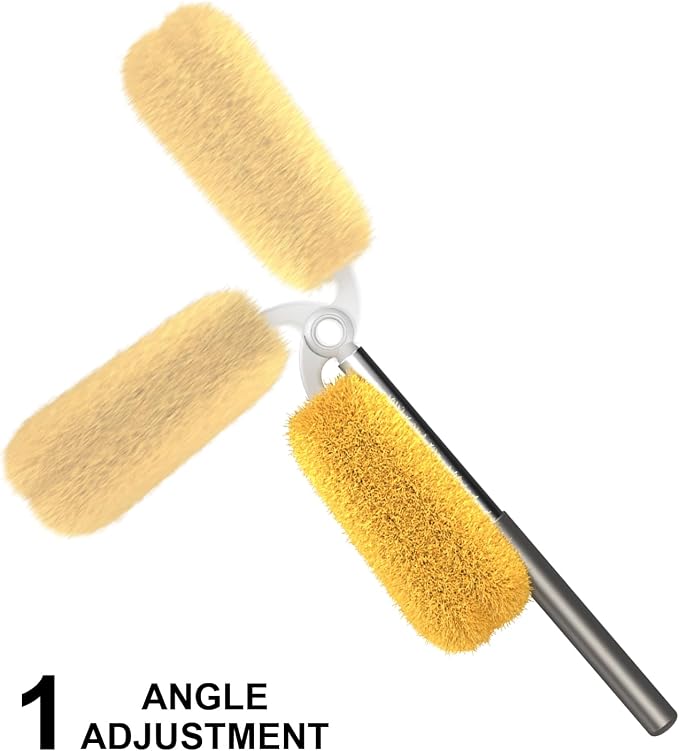 Long Handle Dusters for Cleaning with 2 Replacement Heads, Washable Cleaning Duster Kit with Laundry Mesh Bag, Cobweb Duster, Extendable Dusting Tool for Home and Office