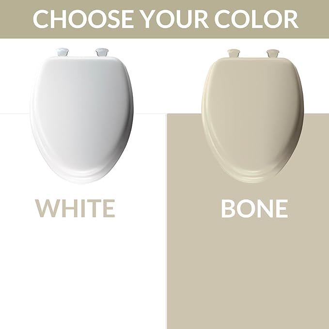 Mayfair Padded Toilet Seat, Cushioned Soft Vinyl over Wood Core Seat, Secure Hinges, Easy Clean, Made in USA, Elongated, Bone