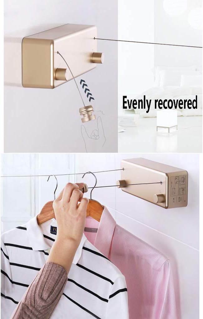 Laundry Rack, Retractable Clothes Airer 4m Drying Space Double Rail Stainless Steel Clothesline Wall Mounted Clotheshorse No Drilling Bathroom Drying Racks