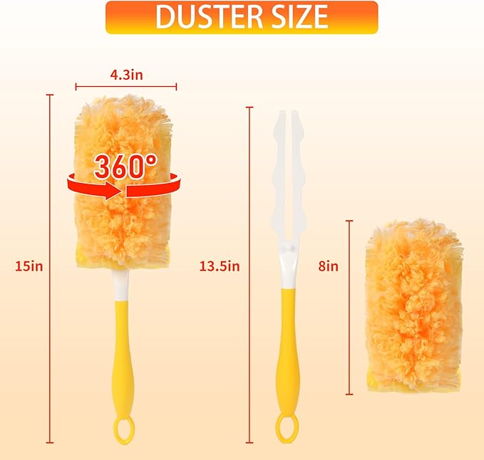 360 Heavy Duty Duster Refills for Swiffer Duster,18 Count with 1 Handle | 1 Handle, 4X Microfibers,360° Multi Surface Dusters,Unscented Disposable Dusters for Cleaning