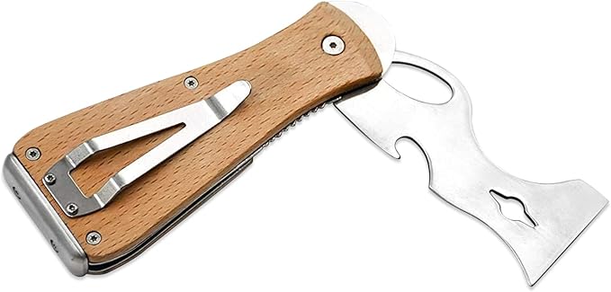 ROLLINGDOG 9-in-1 Folding Painters Tool | Beech Wooden Handle Includes Paint Roller Cleaner, Nail Puller, Putty Knife Scraper, Hammer End