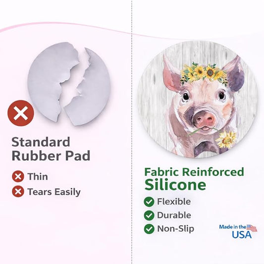 Andreas Silicone Jar Opener, Flower Pig – 6.25" Non-Slip Lid Gripper & Garlic Peeler, Food and Dishwasher Safe, Multi-Use, Durable Silicone & Fabric, Made in the USA, JO-418