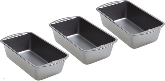 GoodCook Nonstick Loaf Pan Heavy-Duty Steel Bakeware with Easy-Clean Non-Stick Coating, Oven & Dishwasher Safe Pan, 9 x 5-Inch, Gray (Pack of 3)