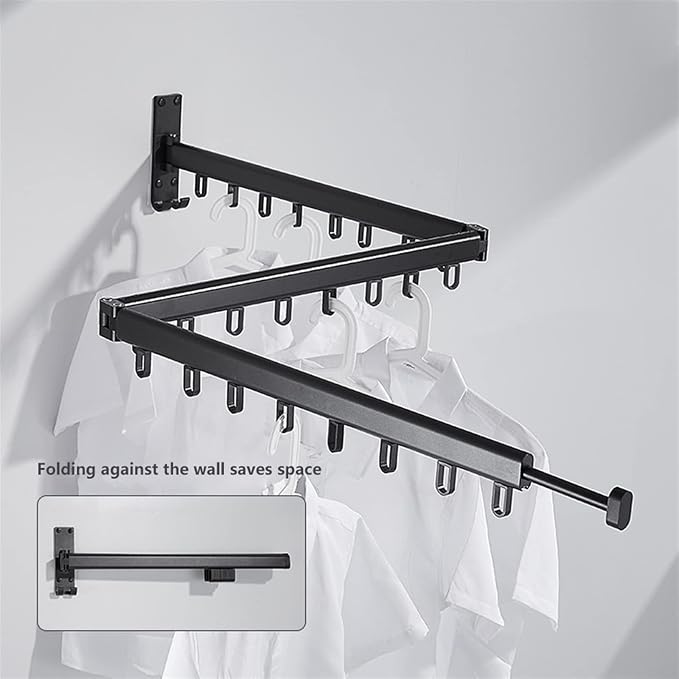 Pull Out Clothes Hanger Rail Rack - Clothes Airer - Clothes Drying Rack Wall Mounted with Space Saver Hangers Design Universal Folding Retractable for Balcony,Silver-120cm