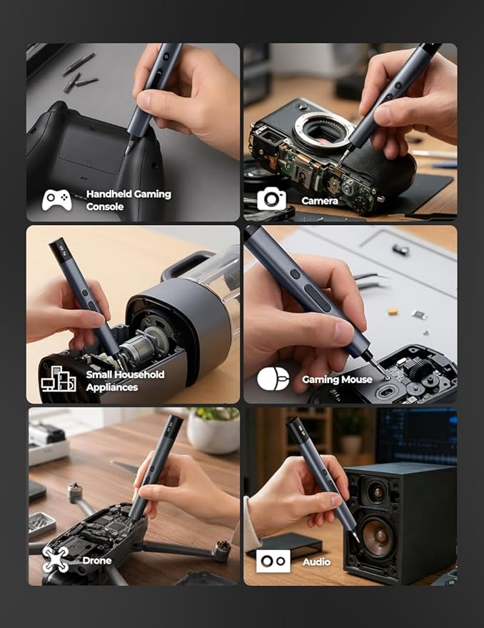 Soleilwear Electric Precision Screwdriver, 80pcs Mini Electric Screwdriver | 80 Magnetic Bits, Max 0.75N.m Torque with 5 Torque Levels, Precision Repair Tool Kit for Electronics Phone Camera Watch
