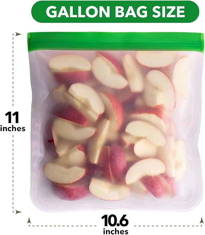 GREENZLA 8 Pack Reusable Gallon Freezer Bags | BPA-Free | Leakproof | Meal prep, marinating & freezer storage | Kid-friendly zipper