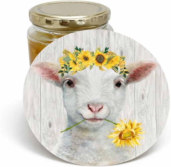 Andreas Silicone Jar Opener, Flower Sheep – 6.25" Non-Slip Lid Gripper & Garlic Peeler, Food and Dishwasher Safe, Multi-Use, Durable Silicone & Fabric, Made in the USA, JO-437