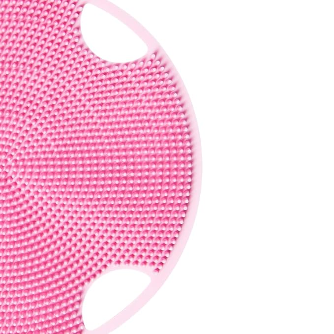 Boie USA Flat Body Scrubber - Soft Silicone-Like Exfoliating Shower Scrubber & Body Cleansing Brush - Stick-to-Wall Loofah Replacement - Antimicrobial Body Exfoliator for All Skin Types (Pink)