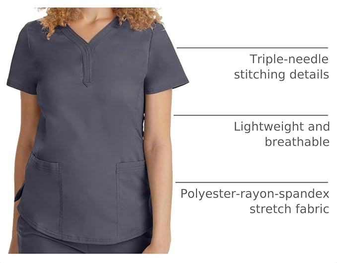 Healing Hands Purple Label Jane Scrub Top for Women Y-Neck Design | 2 Patch Pockets, Slim Fit Side Vents, Fitted Shirttail Silhouette, Breathable Comfort, Easy Care Fabric, Made for Every Shift
