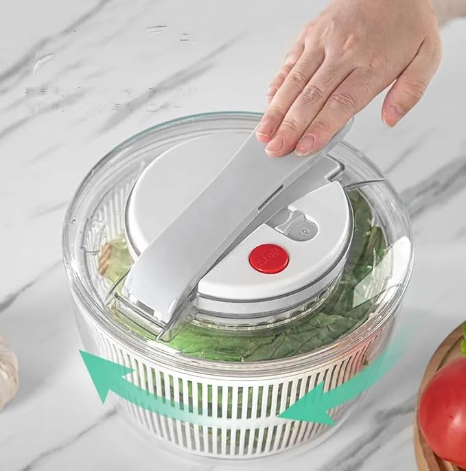 Salad Spinner with Colander and Draining System, 6.6 Quart Bowl, Green