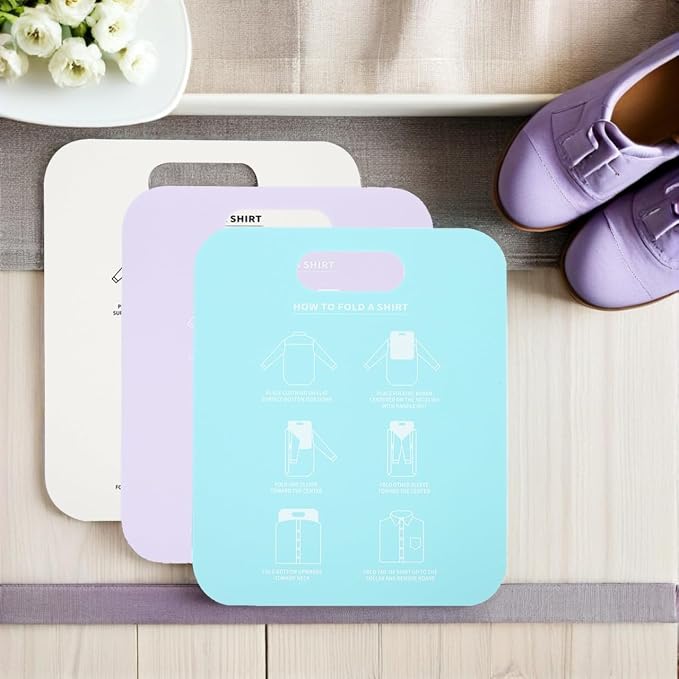 ABOOFAN Shirt Folding Board 3-Pack Clothes Folder Folding Board for T-Shirts and Long-Sleeve Shirts Space-Saving Laundry Organizer for Home Travel and Closet Storage