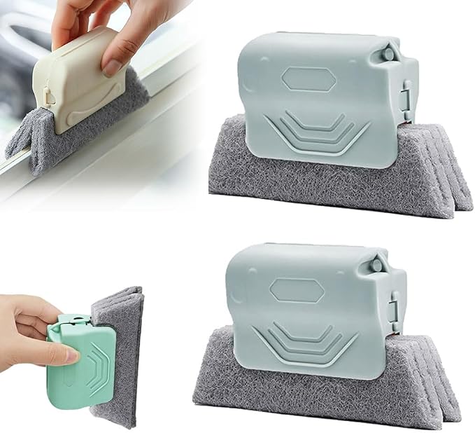 Magic Window Track Cleaner, 2026 New Window Groove Cleaning Brush Tools Set, Hand-held Window Track Cleaner Brushes Tools Set for Window lides Gaps Tile Lines Shutter Car Vents (Blue 2pcs)