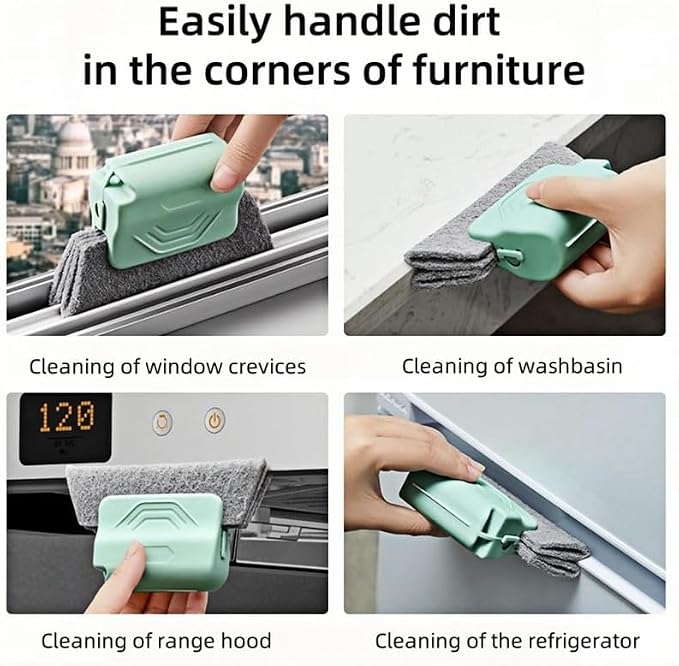 Magic Window Track Cleaner, 2024 New Window Groove Cleaning Brush Tools Set, Creative Cleaner Brushes Tools for Window lides Gaps, Sliding Door Track, Tile Lines Shutter Car Vents (Grey+Pink)