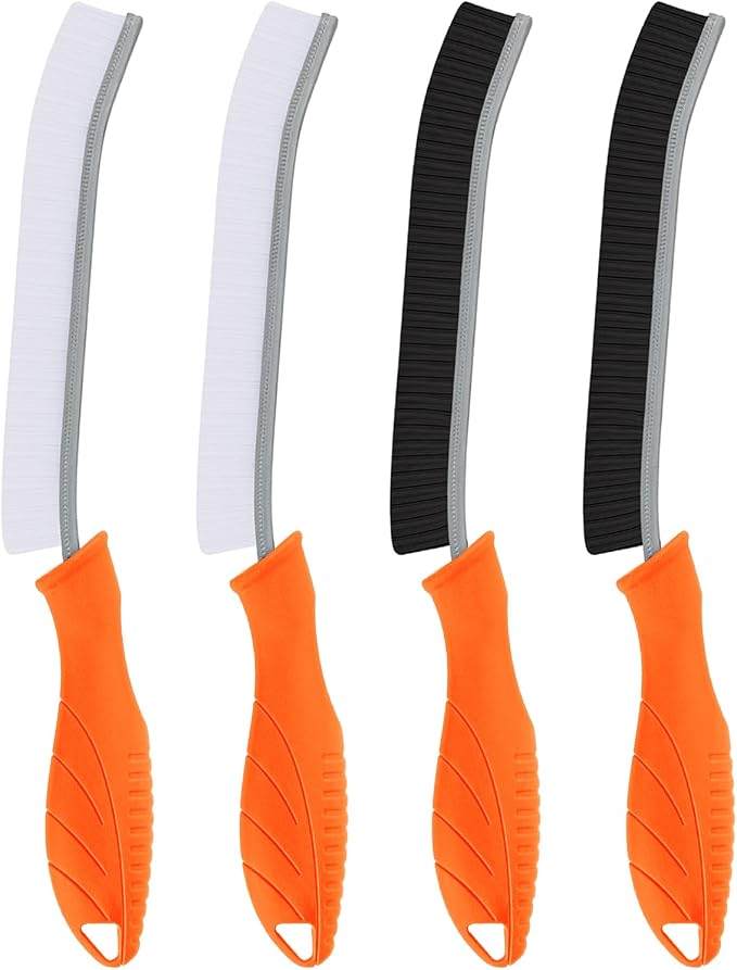 TQRR 2 Pcs Toilet Scrubber Brush, Bathroom Cleaning Brush with Hanging Hole | Multifunctional Hard Bristle Crevice Cleaning Brush,Gap Brush, Cleaner Tools for Sinks, Shower, Tile, Toilet Seat (4, Orange)