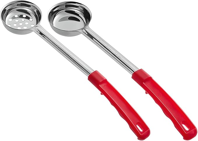 OCS Parts 2-Pack 2 Ounce Perforated and Solid Portion Spoons | Stainless Steel Dishwasher Safe Kitchen Multipurpose Portion and Serving Spoons