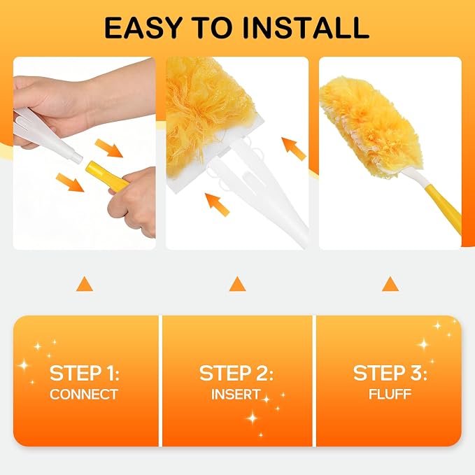 SetSail Heavy Duty Duster Refills for Swiffer Duster with 1 Handle，30 Count | Disposable Duster Refill for Cleaning Multi Surface 360 Duster Cleaner Kit for Ceiling Fan, Blind, Furniture