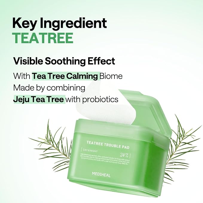 MEDIHEAL Toner Pads - Teatree Trouble Care Toner Pad (100 count) with Teatree & Lactobacillus - Calming & Soothing for Sensitive & Acne Prone Skin - Vegan Hypoallergenic Face Gauze, Korean Skin Care | with Pure Tea Tree for Sensitve & Acne-Prone Skin |...