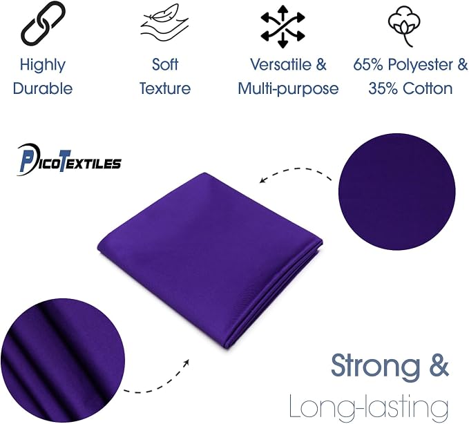 Pico Textiles 8 Yards Bolt Purple Poly Cotton Twill Fabric - 65% Polyester 35% Cotton - 60" Wide - Sold by The Yard - for Pants, Jackets, Skirts, Upholstery, & Work Uniforms