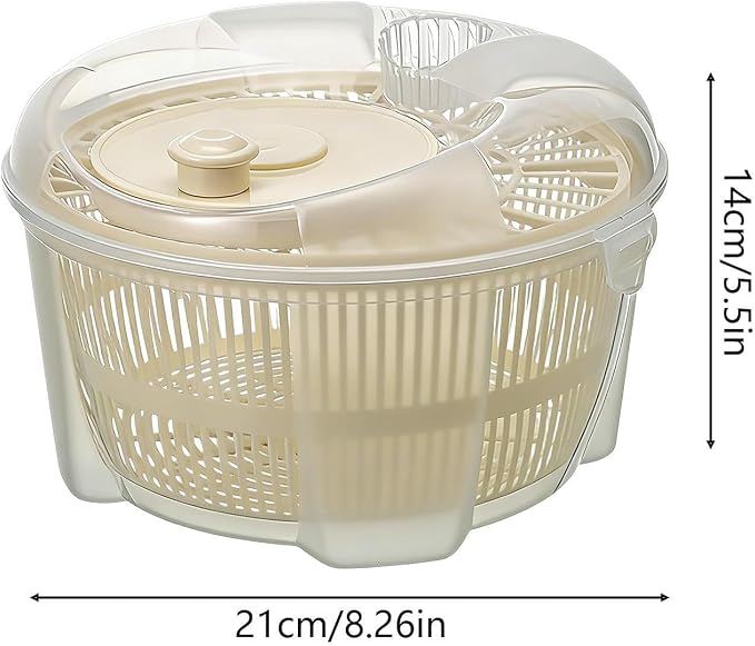 Salad Spinner - ABS 21x21x14cm | Large Capacity Vegetable Washer | Vegetable Drainer Manual Rotary Drying Basket Kitchen Strainer Fruit Lettuce Salad Washing And Water Removal Tool For Home Cooking Fo