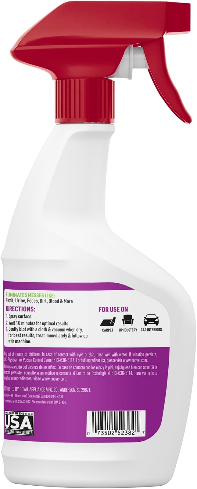 Hoover Pet Pre-Treat Spot and Stain Remover Spray, 22 oz., Pet Formula for Carpet and Upholstery, Tackles Tough Pet Messes and Stains, Pair with Hoover Carpet or Spot Cleaner | Pet Formula for Carpet and Upholstery, Tackles Tough Pet Messes and Stains,...