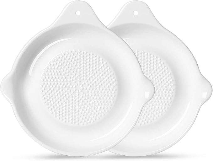 ONTUBE Ceramic Grater Plate for Ginger, Garlic, Onion (5.5" x 2 Pieces)