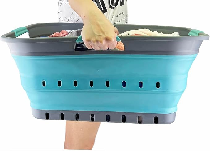 SAMMART 42L (11 gallon) Collapsible Plastic Laundry Basket - Foldable Pop Up Storage Container/Organizer - Portable Basket - Space Saving Hamper/Basket
