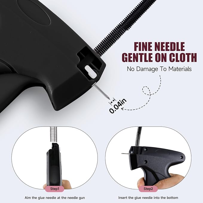 Black Quick Stitch Sewing Gun - Includes 6 Mini Needles and 4000pcs Fasteners (2000 Black & 2000 White) Clothing Stitch Gun Quick Stitchy Sewing Kit
