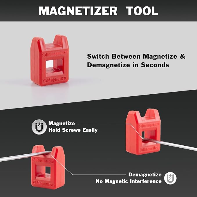 XOOL 18 PCS Magnetic Screwdriver Set with Case, 7 Phillips and 9 Slotted Tips, Professional Cushion Grip Screwdriver Non-Slip for Repair Home Improvement Craft
