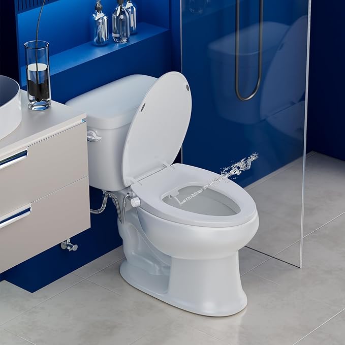 Clirass Elongated Heated Toilet Seat with Night Light, Three Temperature Settings Heated Seat,70 in Power Cord, Fit Elongated Toilet, Cold Water Bidet Function Toilet Seat With Slow Close