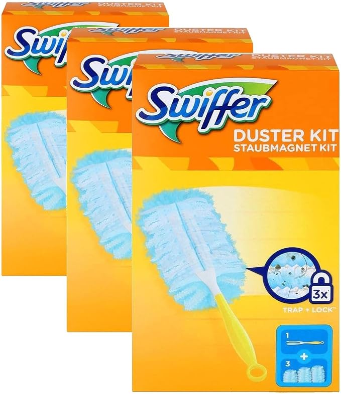 Swiffer Microfibre dust Cleaner Set, 1 Handle and 3 Replacement Pads (Pack of 3x1 Piece)