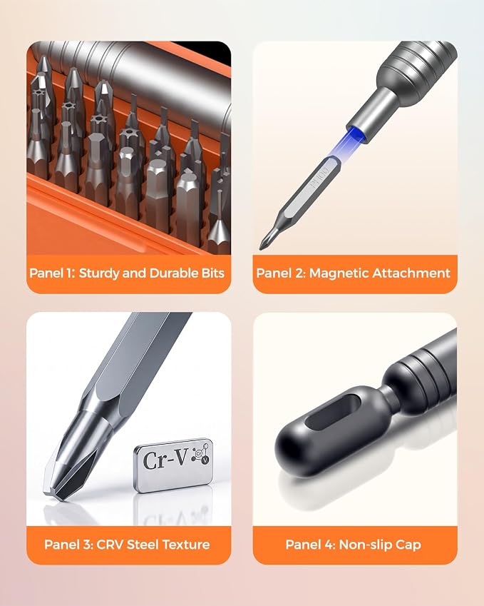 55 in 1 Mini Precision Screwdriver Set, Magnetic Small Screwdriver Kit for Electronics, Phone, Laptop, PC, Camera, Watch, Eyeglasses, Repair Tool Set with Storage Case for DIY & Home Use（Orange）
