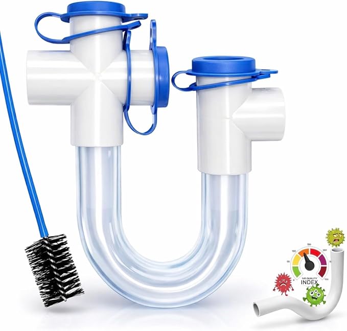 Clear Condensate Trap 3/4 SCH40 With Cleaning Brush, Next Level PVC U Trap With Easy Clean Ports Essential Component To Ensure Optimal Performance Of Your HVAC System. ECWB (20)